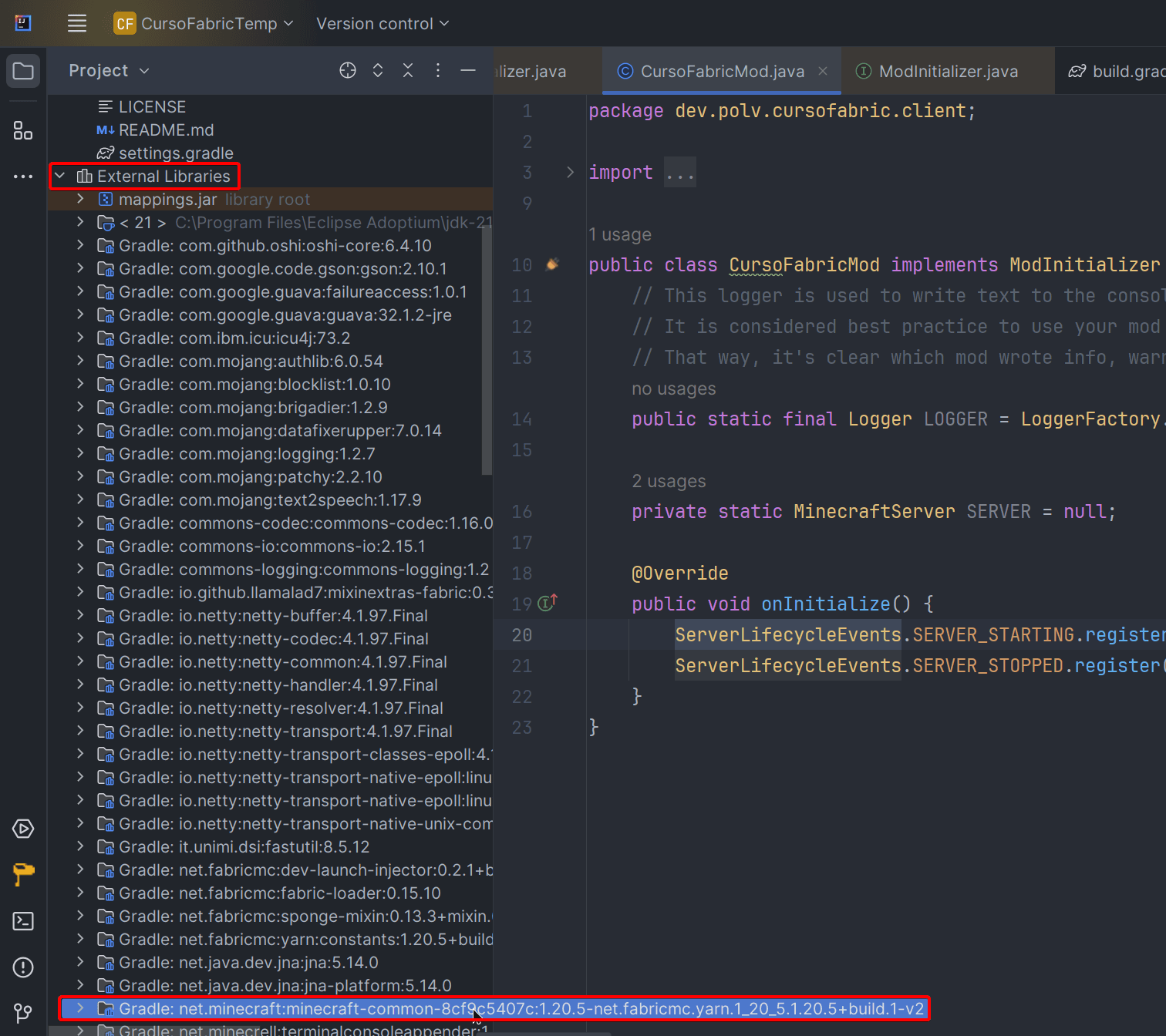 Botón de librerias externas de IntellIj
